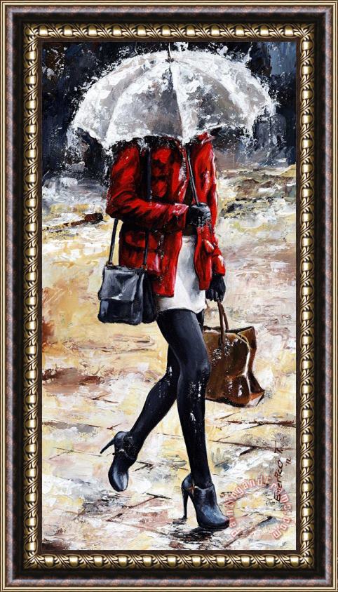 Emerico Toth Rainy day - Woman of New York 09 Framed Painting