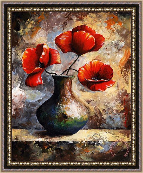 Emerico Toth Red Poppies Framed Painting