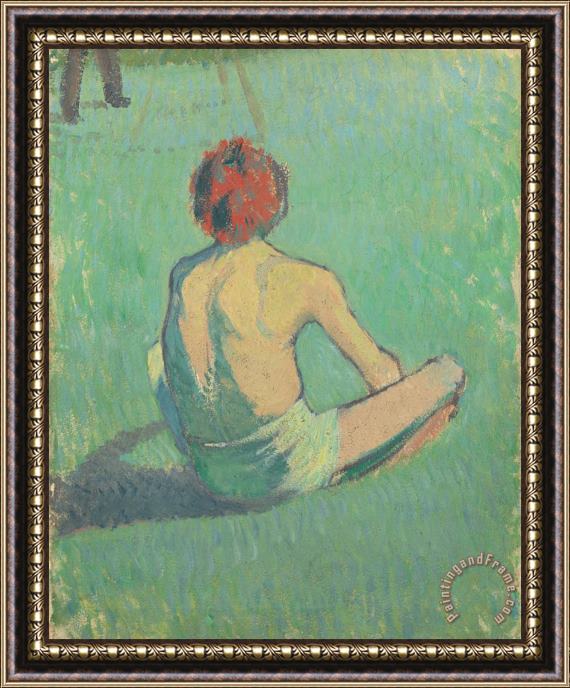 Emile Bernard Boy Sitting in The Grass Framed Painting