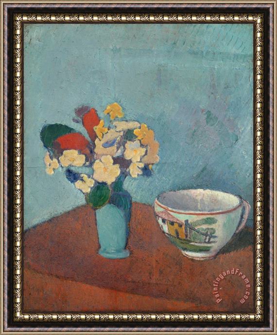 Emile Bernard Vase with Flowers And Cup Framed Painting