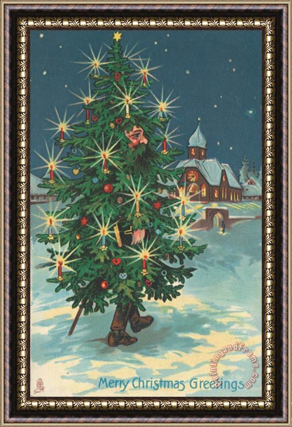 English School Christmas Card Framed Painting