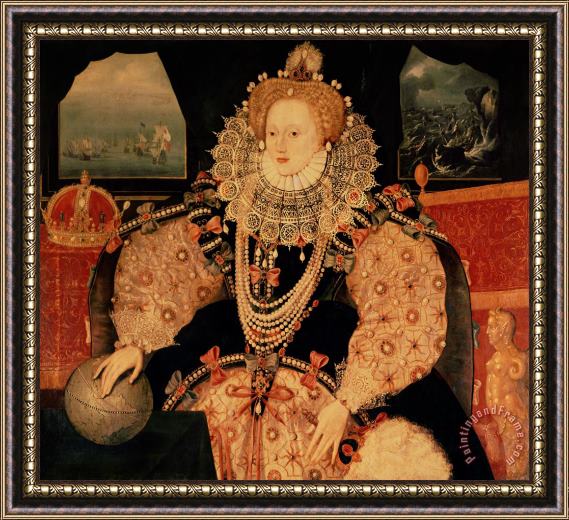 English School Elizabeth I Armada portrait Framed Painting
