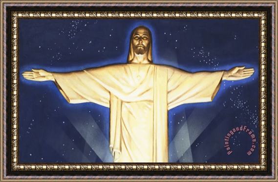 English School Giant Figure of Christ Framed Painting