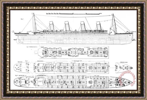 English School Inquiry Into The Loss Of The Titanic Cross Sections Of The Ship Framed Painting