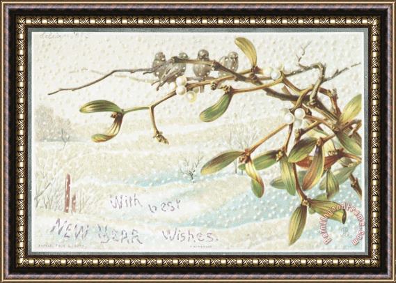 English School Mistletoe In The Snow Framed Painting