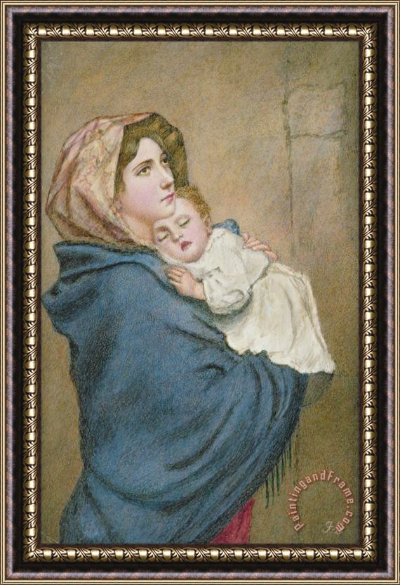 English School Mother and Child Framed Painting