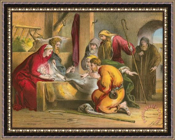 English School Nativity Framed Painting