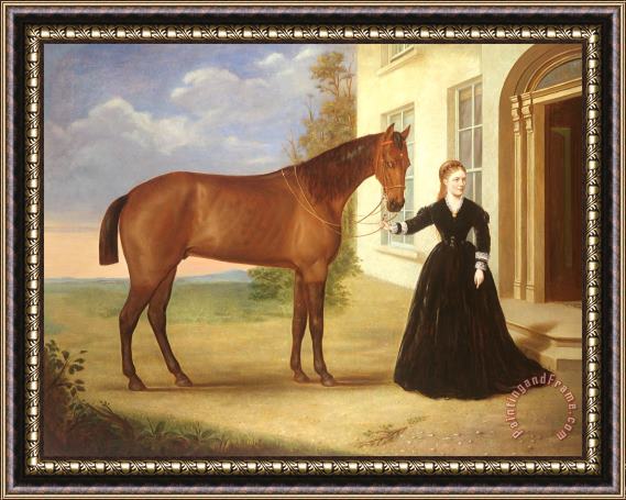 English School  Portrait of a lady with her horse Framed Print