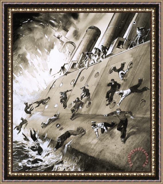 English School Sailors Escaping HMS Natal which Caught Fire in Cromerty Firth in 1915 Framed Print