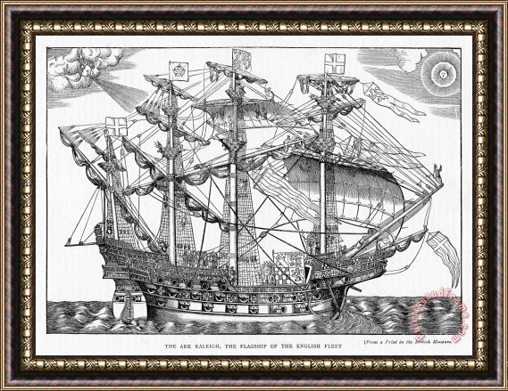 English School The Ark Raleigh The Flagship Of The English Fleet From Leisure Hour Framed Print
