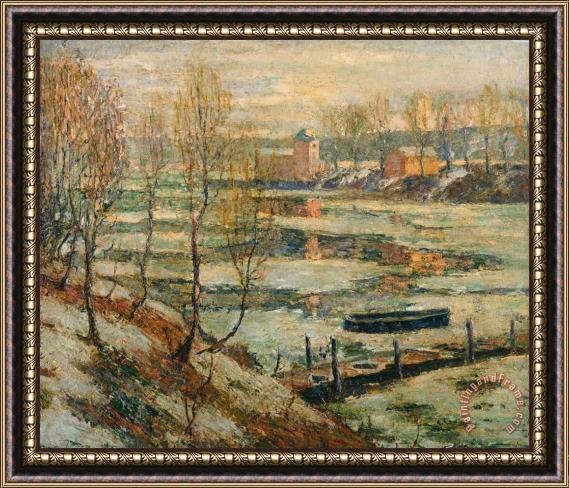 Ernest Lawson Ice in The River Framed Print