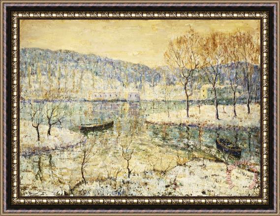 Ernest Lawson Winter Stream Framed Painting