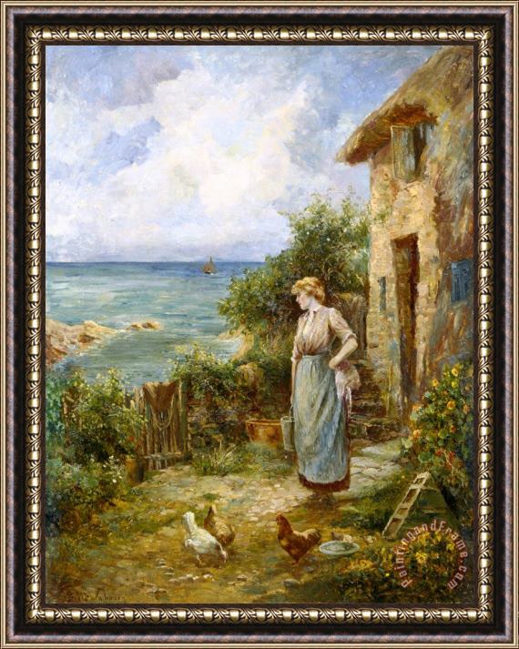 Ernest Walbourn Feeding The Chickens Framed Painting