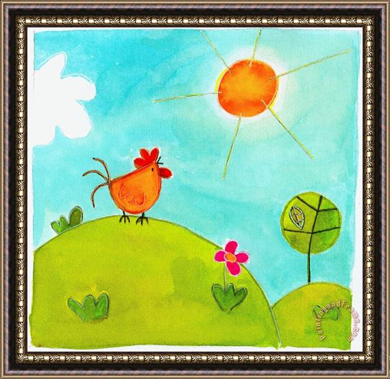 Esteban Studio Chicken And Sun Framed Print