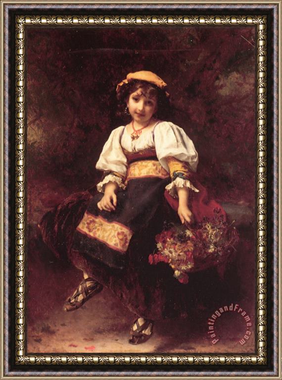 Etienne Adolphe Piot The Flower Seller Framed Painting