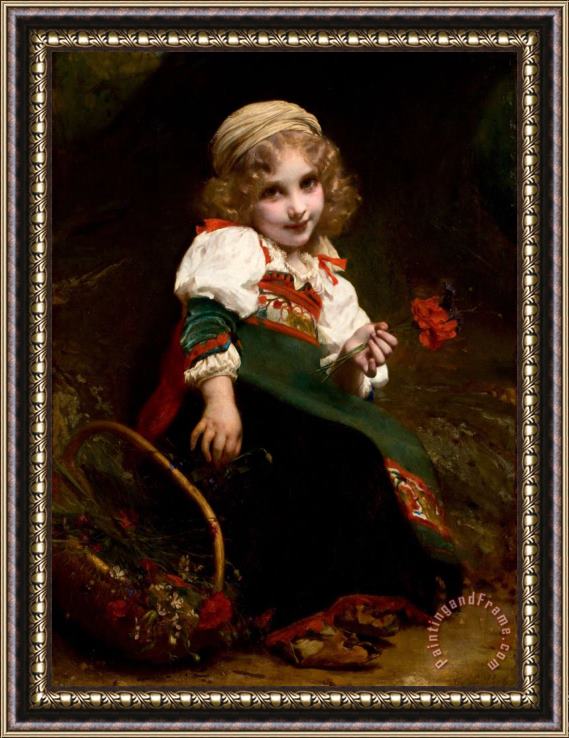 Etienne Adolphe Piot The Little Flower Gatherer Framed Painting