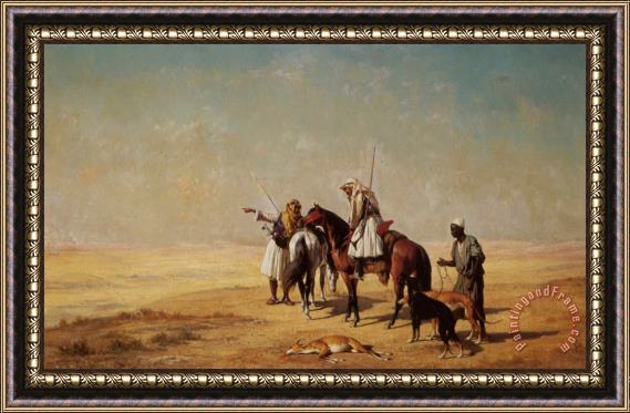 Etienne Billet Arabs in The Desert Framed Print