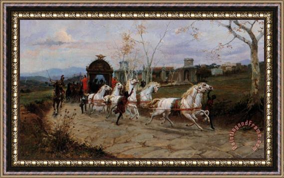 Ettore Forti Arrival of Caesar Framed Painting