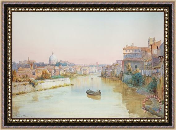 Ettore Roesler Franz View of the Tevere from the Ponte Sisto Framed Print