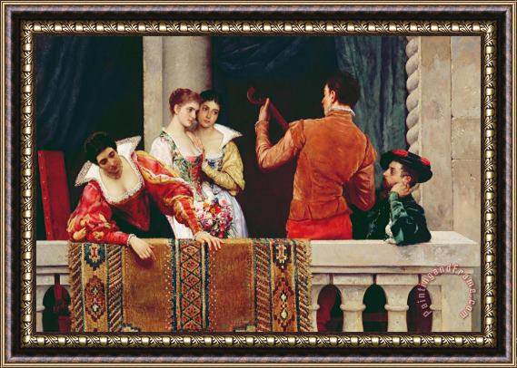 Eugen von Blaas On The Balcony Framed Painting