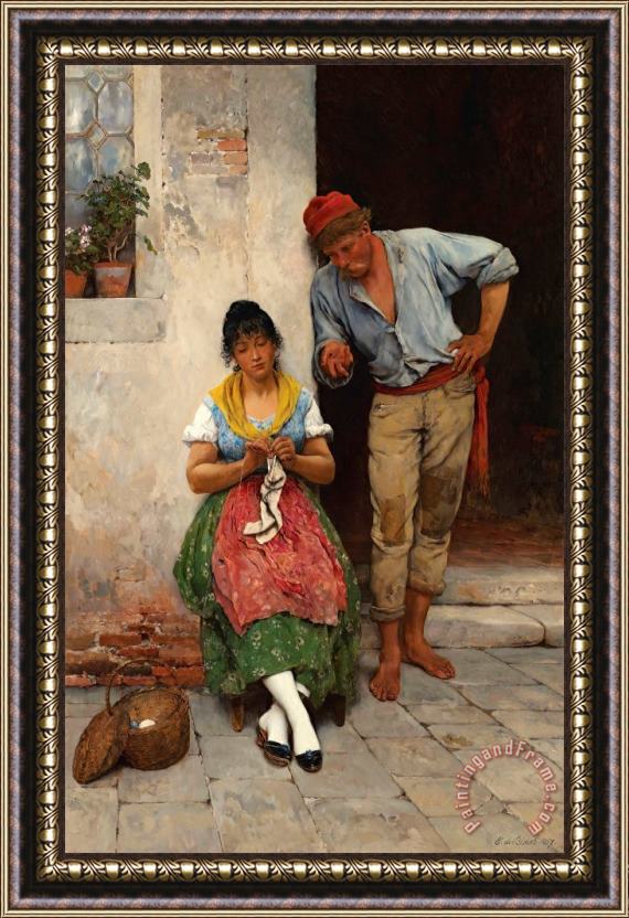 Eugen von Blaas The Courtship, 1887 Framed Painting
