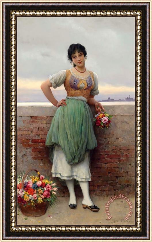 Eugen von Blaas The Venetian Flower Seller Framed Print