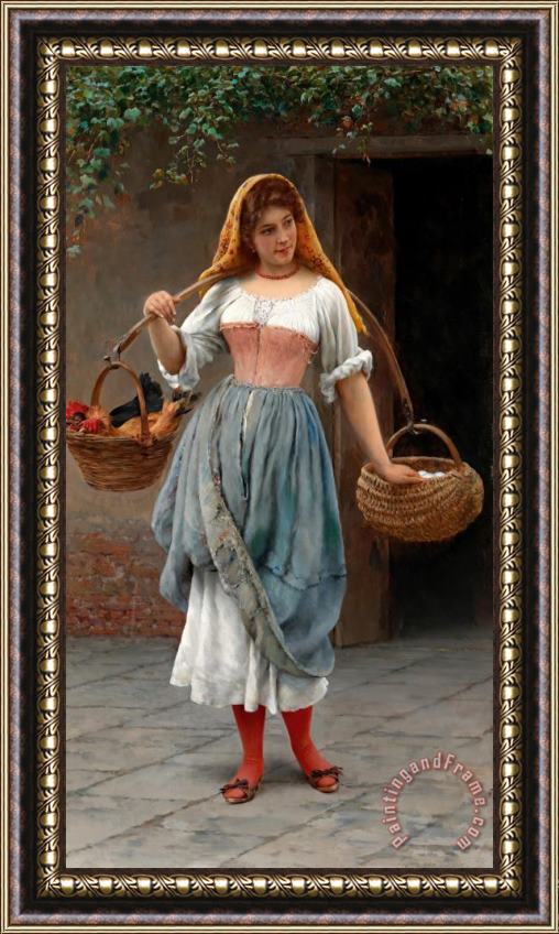 Eugen von Blaas Venezianerin Am Weg Zum Markt, 1899 Framed Painting
