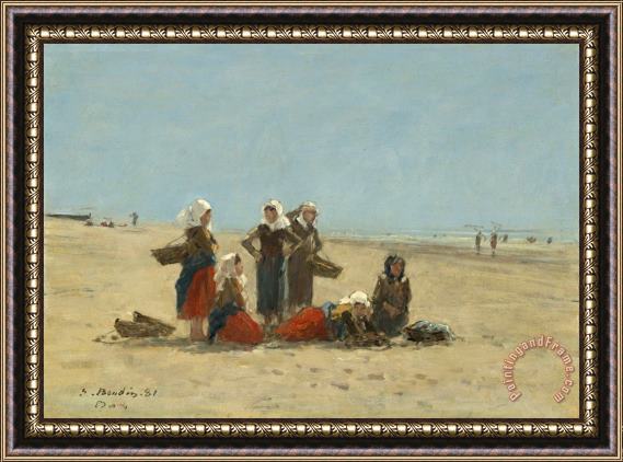 Eugene Boudin Women on The Beach at Berck Framed Painting