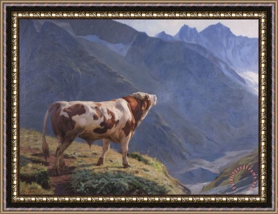 Eugene Burnand Bull in The Alps Framed Painting