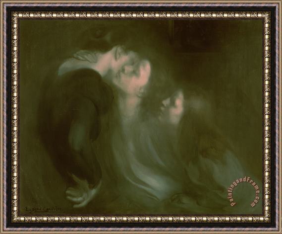 Eugene Carriere Her Mother's Kiss Framed Print