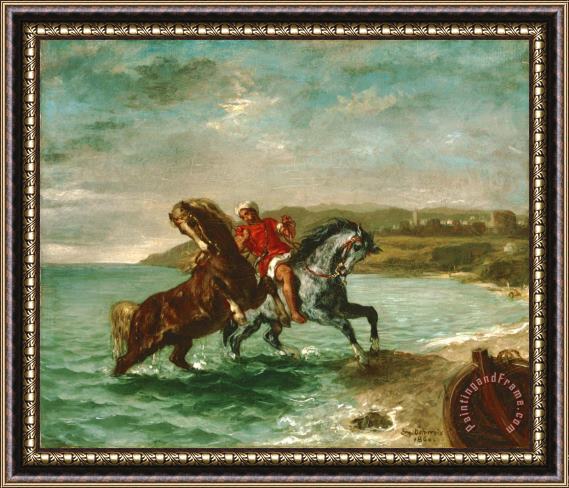 Eugene Delacroix Horses Coming Out of The Sea Framed Painting