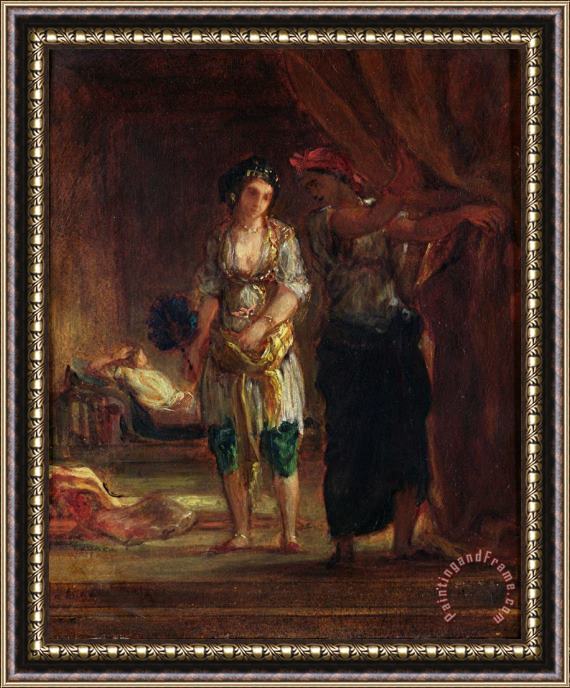 Eugene Delacroix Interior of a Harem in Oran Framed Painting