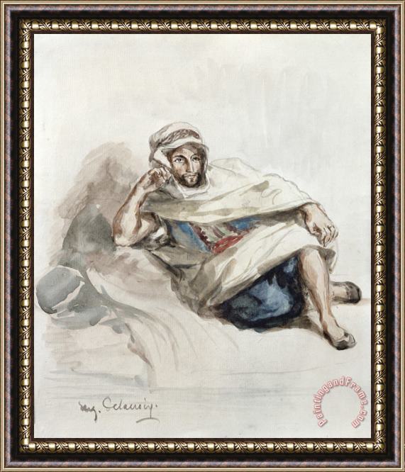 Eugene Delacroix Seated Arab (w/c on Paper) Framed Painting