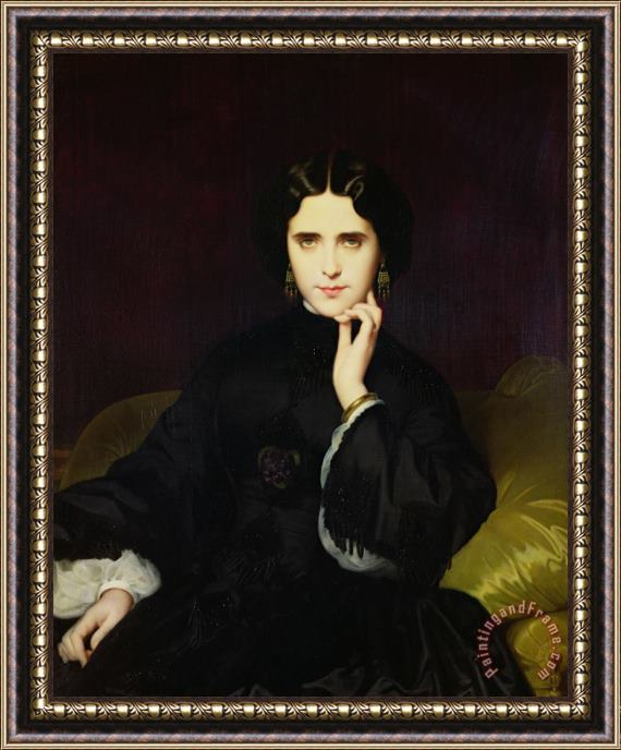Eugene Emmanuel Amaury-Duval Portrait of Jeanne de Tourbay Framed Painting