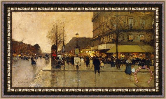 Eugene Galien-Laloue A Parisian Street Scene Framed Print