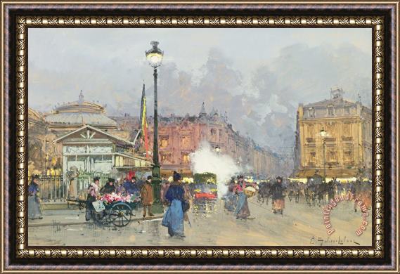 Eugene Galien-Laloue Place De L'opera Paris Framed Painting
