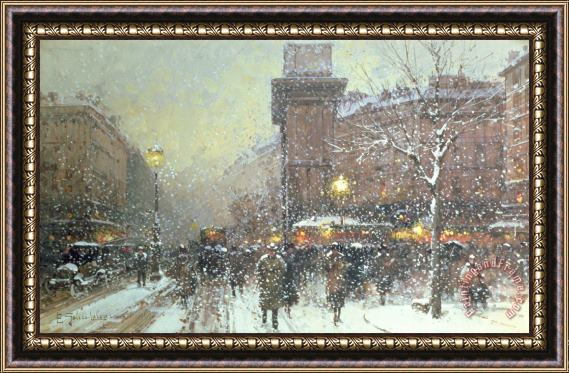 Eugene Galien-Laloue Porte St Martin In Paris Framed Painting