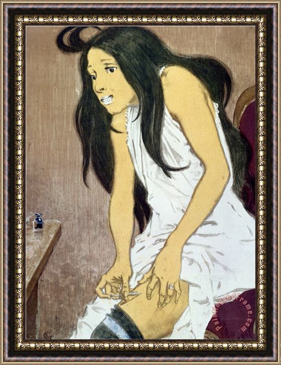 Eugene Grasset A Drug Addict Injecting Herself Early 20th Century Framed Print