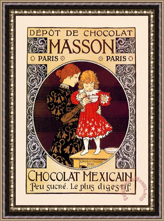 Eugene Grasset Depot De Chocolat Masson Chocolat Mexicain Framed Painting