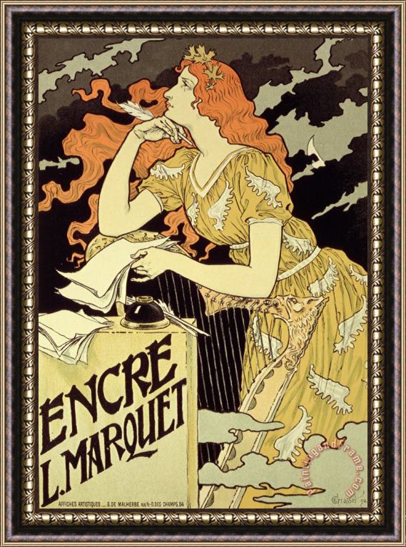 Eugene Grasset Reproduction Of A Poster Advertising 'marquet Ink' Framed Print