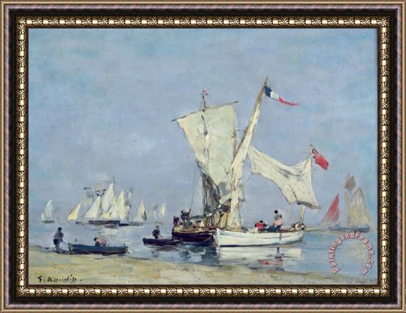 Eugene Louis Boudin Sailing Boats Framed Painting