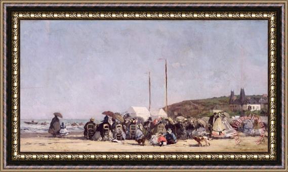 Eugene Louis Boudin The Beach at Trouville Framed Painting