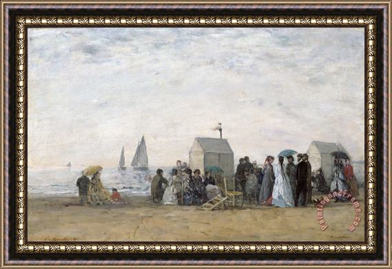 Eugene Louis Boudin The Beach at Trouville Framed Painting