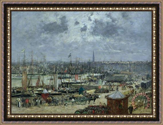 Eugene Louis Boudin The Port of Bordeaux Framed Painting