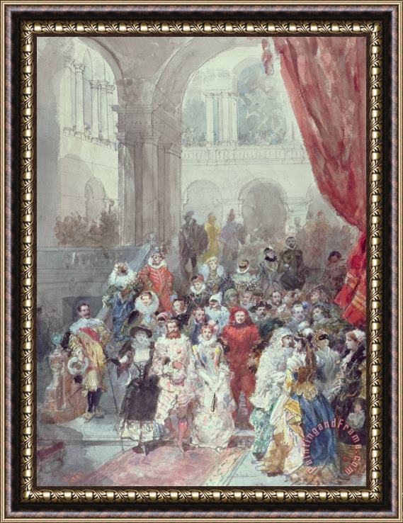 Eugene-Louis Lami Study for a costume ball given by the Princess of Sagan Framed Print