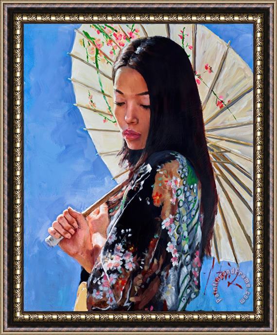 Fabian Perez Geisha Blue Sky III Framed Painting