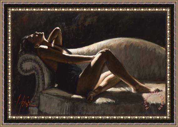 Fabian Perez Paola on The Couch Framed Painting