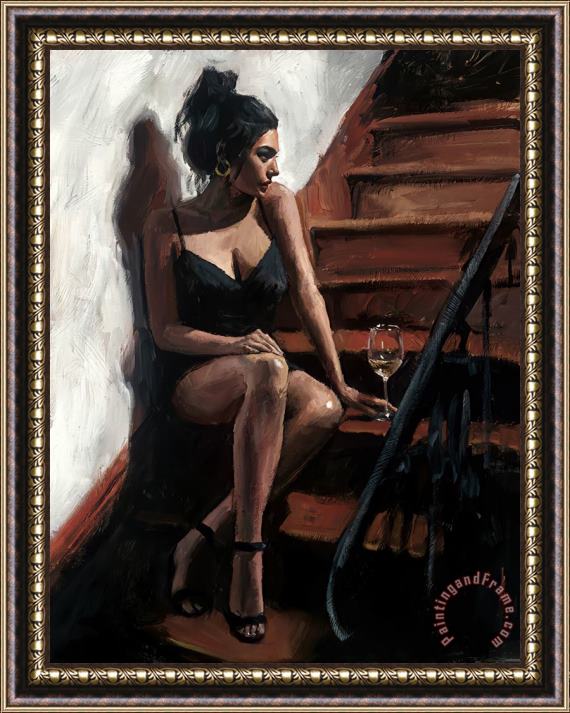 Fabian Perez White Wine on The Stairs II Framed Print