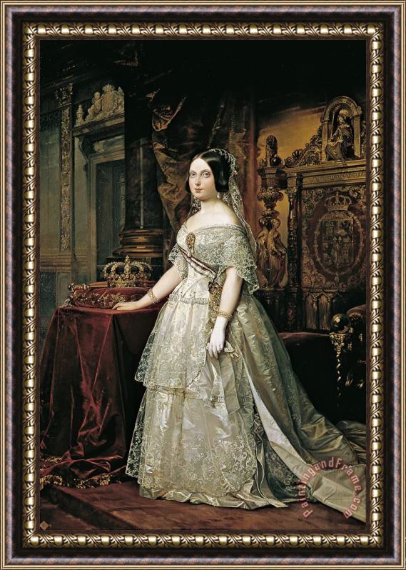 Federico de Madrazo y Kuntz Retrato De Isabel II Framed Painting