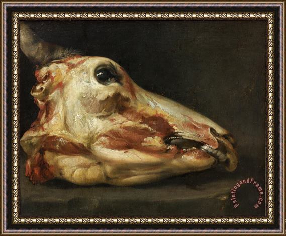 Felice Boselli Skinned Head of a Young Bull Framed Painting